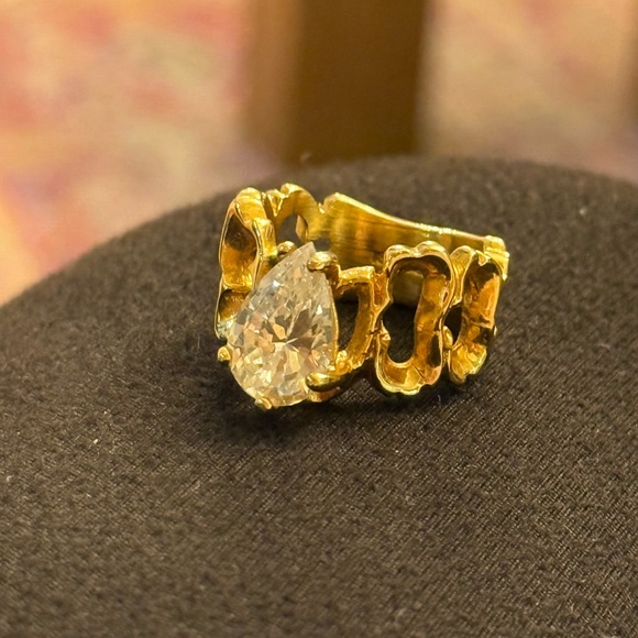 18K HGE Gold and Silver Teardrop Ring size 9 - Picture 4 of 11